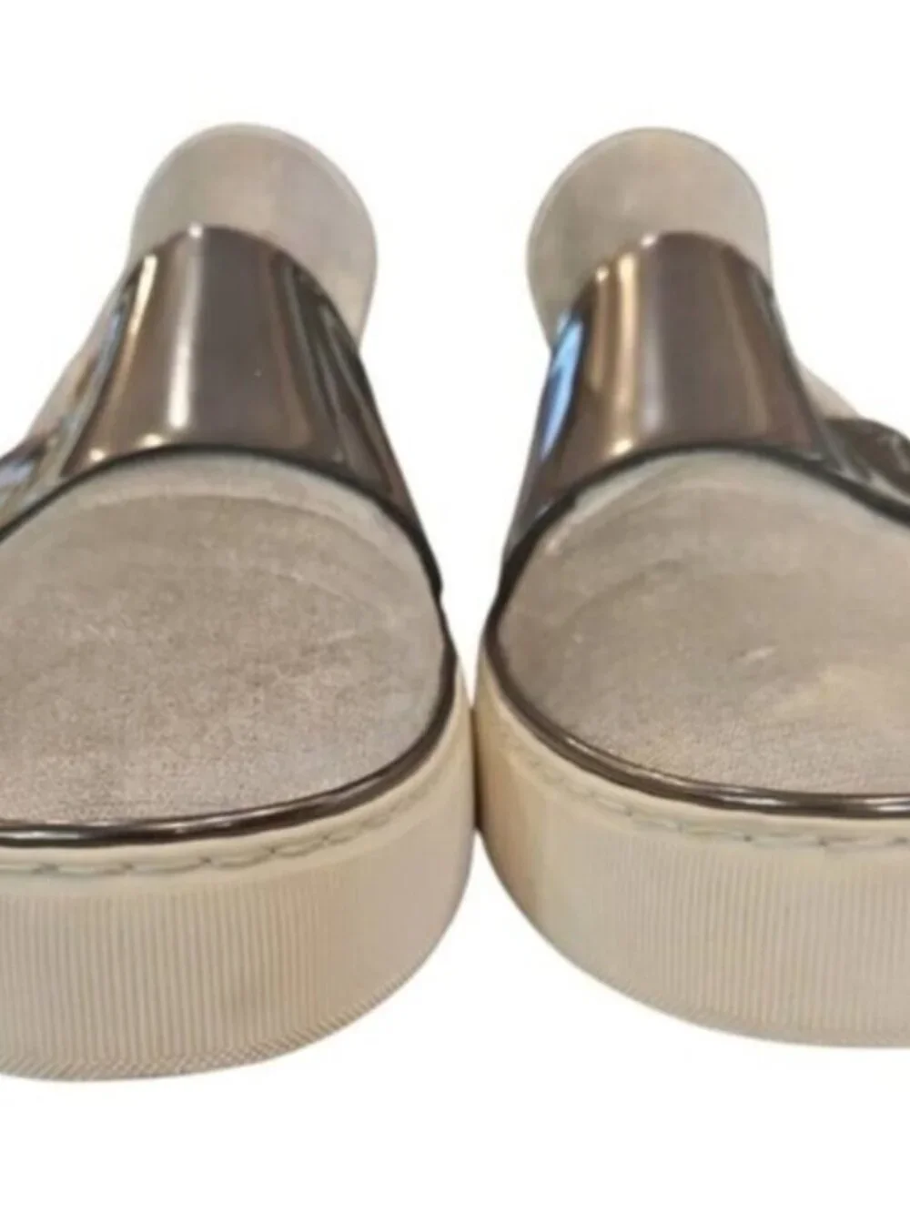 Stuart Weitzman Boyband in Argento SZ 9.5 Gray Velvet Gunmetal Band 1